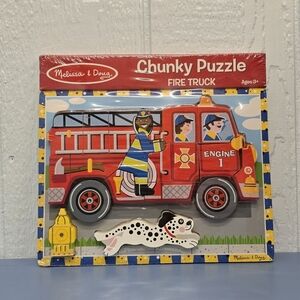 New Melissa & Doug Colorful Fire Truck Chunky Puzzle
